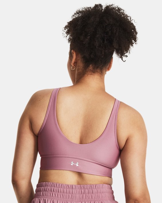 Women's UA Infinity Mid Pintuck Sports Bra in Pink image number 5